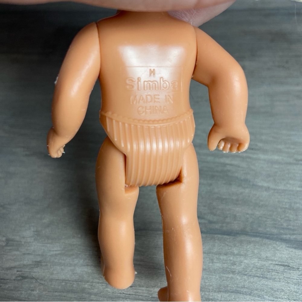 Vintage Simba Blonde Baby Posable Doll 4" (no clothes) Blonde Doll w/ Blue Eyes - Picture 5 of 7